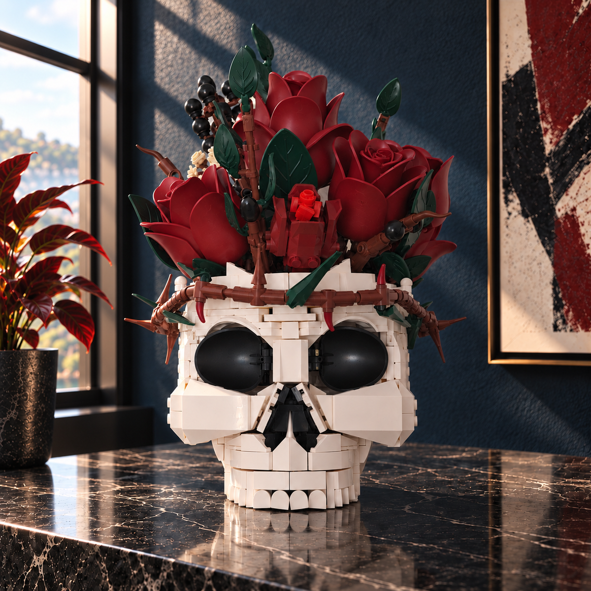 Build and display the Floral Skull